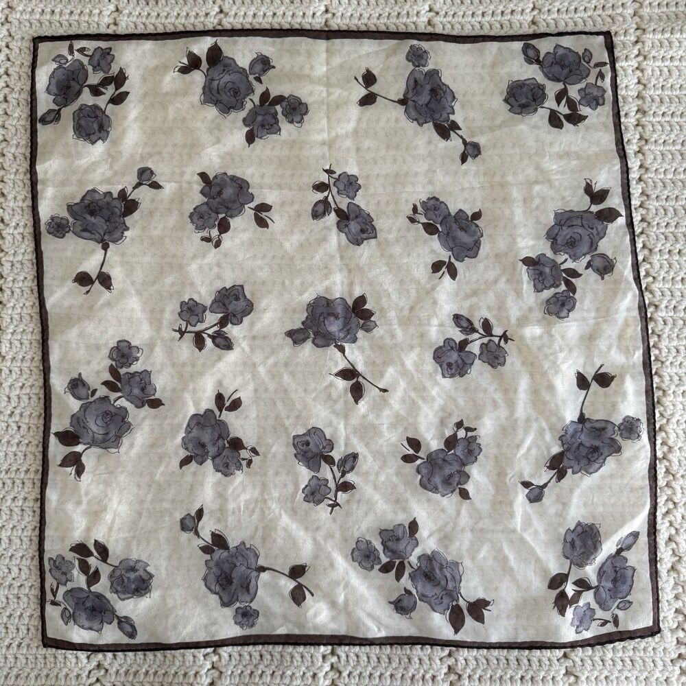Vintage GAP 100% Silk Cottagecore Floral Rose Square Scarf Made In Italy